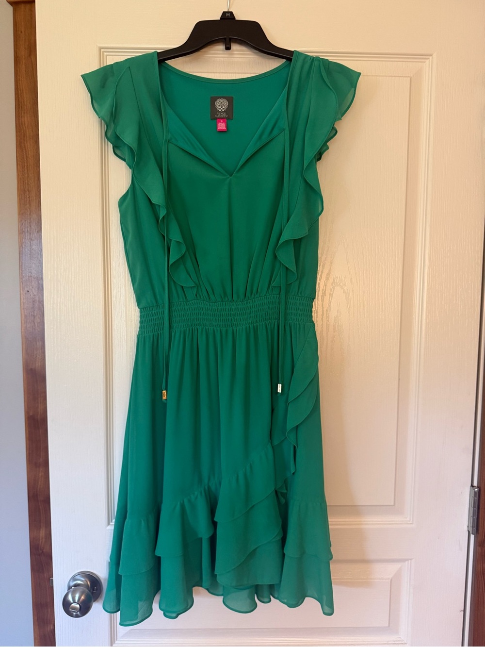 Vince Camuto Emerald Green Ruffle Tiered Mini Dress